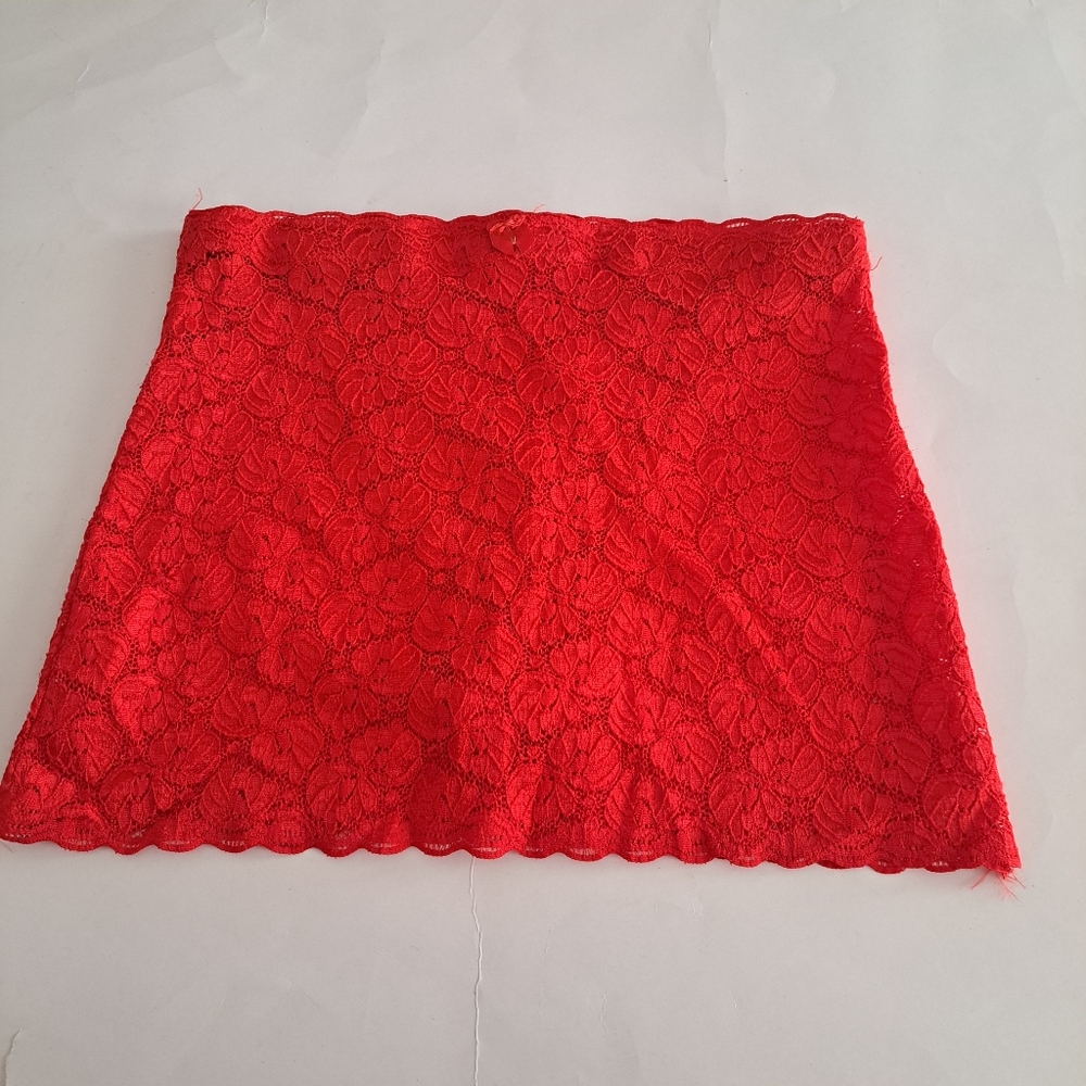 Diosa Red Lace Skirt-Like Overlay Lingerie Attached Panties Women's Size Large